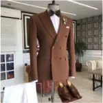 Elegant Men's Suits Blazer Outfits Luxury Double Breasted Peak Lapel Slim Fit Male Clothing High Quality Costume Homme Terno