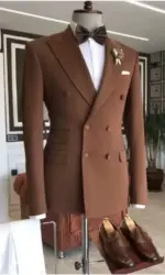 Elegant Men's Suits Blazer Outfits Luxury Double Breasted Peak Lapel Slim Fit Male Clothing High Quality Costume Homme Terno