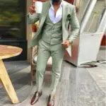 Light green Suits Men Suits 3 Pieces Wedding Wear Business Male Groom Wedding Dress Jacket Vest Pants Set Blazers Coat