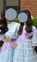 Customized Light Blue Tulle Flower Girl Dresses Half Sleeve Puffy Bridesmaid Girl For Birthday Prom First Communion Gowns
