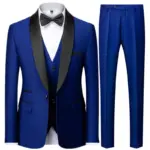 Men's 3 Piece Tuxedo Suit Set One Button Satin Shawl Lapel Slim Fit Blazer Vest Pants For Formal Business Wedding Groom