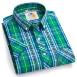 Cotton England Plaid Shirts For Men Plus Size Regular Fit Classic Man's Clothing Young Boy New Style Summer Short Sleeve Shirts