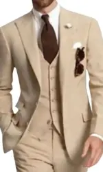 Champagne 3 Piece Business Party Best Men Suits Peaked Lapel Two Button Custom Made Wedding Groom Tuxedos 2020 Jacket Pants Vest