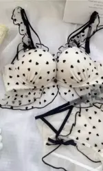 Japanese Mesh No-wire lace Underwear set Women's small breasts gather sexy pure desire sweet bra cute bra Panty SET TUSHY