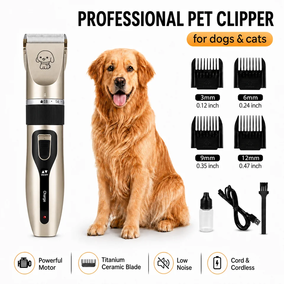 1set Pet Hair Clipper Haircut Trimmer Shaver Set for Rabbit Cat Dog Puppy Grooming Clipper Cutter Pet Supplies Electric Scissors - Image 3