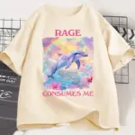Funny Rage Consumes Me T-shirt Short Sleeve Meme T Shirt Weird Silly Dolphin Vintage Tshirt Trending Women Designer Clothes