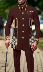 Men's casual two-piece suit set with long sleeves