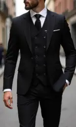 Men's Three-Piece White Suit, Anti-Wrinkle, No-Iron, Anti-Stick Fur Business Formal Suit, Four-Season Workplace Work Clothing Dr