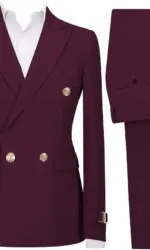 Mens 2 Piece Suit Slim Fit Double Breasted Suit Men Casual Blazer Jacket Pants Outfit