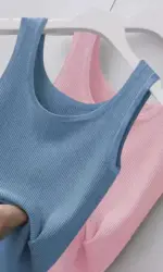 Fashion Knitted Basic Camisole U-Neck Sleeveless Tank Tops Autumn Solid Color Basic Camis Female Casual Crop Top t shirt
