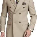 Men's Double-Breasted Suit Set,Business Formal Suit with Pants, Classic 6-Button Design