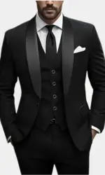 Jacket Vest Pants Solid Color Men's Formal Business Office Suit Groom Wedding Dress Party Blazer Waistcoat Trousers Tuxedo