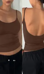Women Backless Cami Crop Top Summer Solid Color Casual Sleeveless Top Streetwear Y2K Clothes