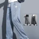 2025 New Summer Soft Lyocell Fabric Men's Jeans Thin Loose Straight Pants Drawstring Elastic Waist Korea Casual Trousers