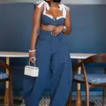 GLCMYAYA Street Women Set Striped Strapless Bow Crop Top and Long Pants 2026 Spring Party Vacation Sexy Two 2 Piece Set Outfits