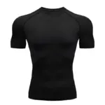 Fitness clothes men's outdoor sports quick drying short sleeved t-shirt training pro running stretch tight fitting clothes yoga