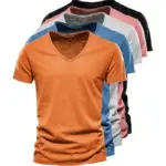 New 100% Cotton Men T Shirt Tops V Neck Thin Short Sleeve Tees High Quality Men's Fashion Fitness Hot T-shirt For Men Size S-5XL
