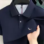 High quality 100% pure cotton short sleeve polo shirt trendy brand lapel T-shirt cartoon dog embroidery Korean casual men's top