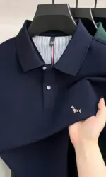 High quality 100% pure cotton short sleeve polo shirt trendy brand lapel T-shirt cartoon dog embroidery Korean casual men's top