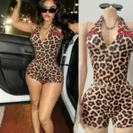 Joskaa 2026 Summer Women's Print Backless Playsuit Sexy Cross Halter Bandage Deep V-Neck Sleeveless Skinny Romper Party Clubwear
