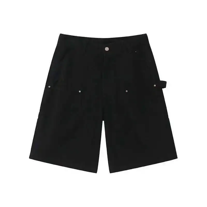 Men's Wear Knee Length Denim Shorts Summer New Multi Pocket Loose Jeans Solid Color Japanese Style Male Overalls - Image 6
