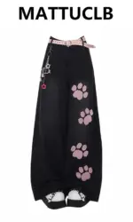 Women Summer Korean Fashion Baggy Jeans Grunge Japanese Low Rise Y2K Wide Leg Denim Pants 2000s Aesthetic Cute Core Harajuku