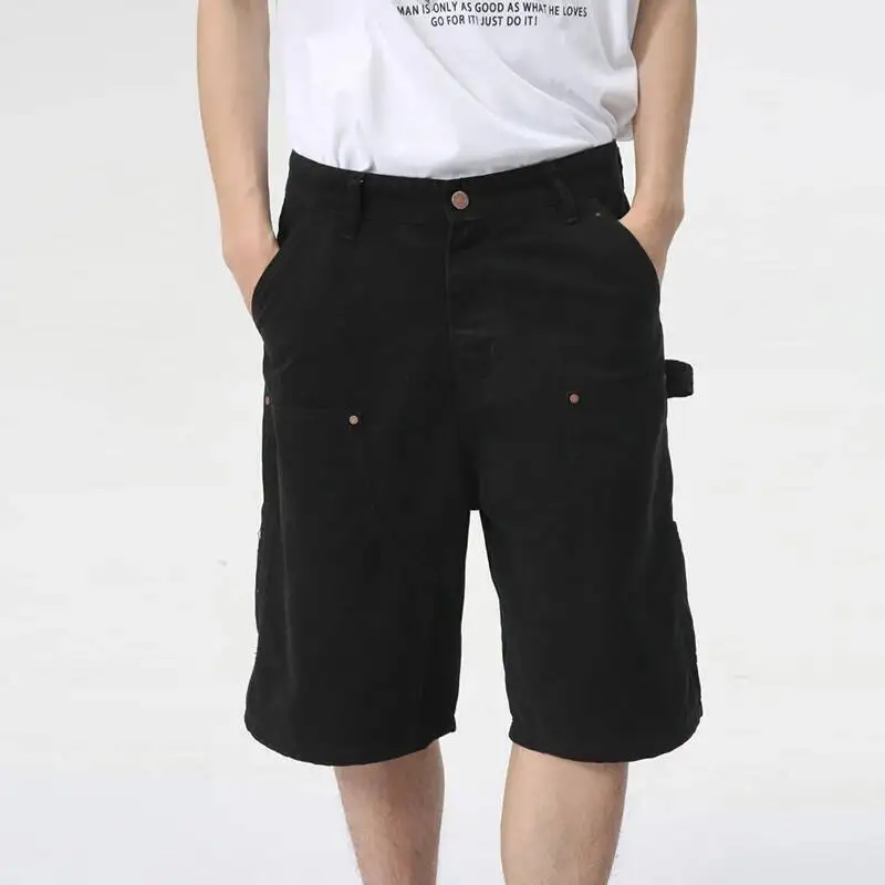 Men's Wear Knee Length Denim Shorts Summer New Multi Pocket Loose Jeans Solid Color Japanese Style Male Overalls - Image 3