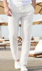 2025 Men Cotton Linen Casual Pants Baggy Streetwear Men Joggers Sports Trousers Solid Color Long Straight Trendy Pants for Men