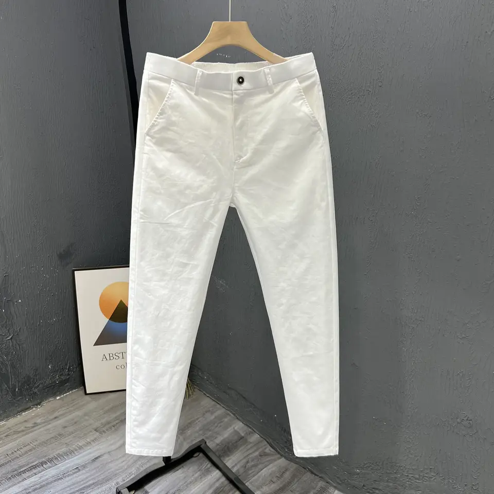 Men's Summer Thin Pants 2025 New Straight Simple and Versatile White Casual Man Clothing Trendy Slim-fitting Cotton Cargo Pants - Image 6
