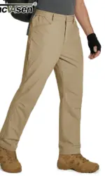 TACVASEN Hiking Straight Pants 5 Pockets Mens Lightweight Quick Dry Ripstop Trousers Waterproof Stretchy Pants Outdoor Fishing