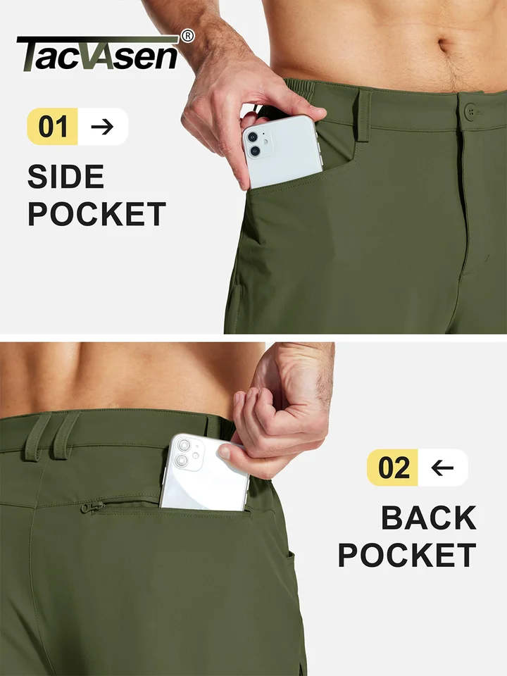 TACVASEN Hiking Straight Pants 5 Pockets Mens Lightweight Quick Dry Ripstop Trousers Waterproof Stretchy Pants Outdoor Fishing - Image 3