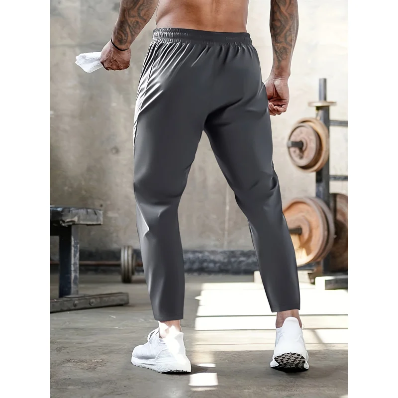 Men's Casual Pants High Elastic Fiber Drawstring Zipper Pocket Quick Dry Sports Pants Baggy Joggers Football Hiking Man Fishing - Image 2