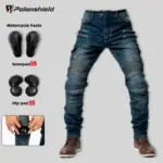 New Double Zipper Metal Style Motocross Moto Trousers Men For Woman Outdoor Riding Jeans Protective Gear Motorcycle Pants