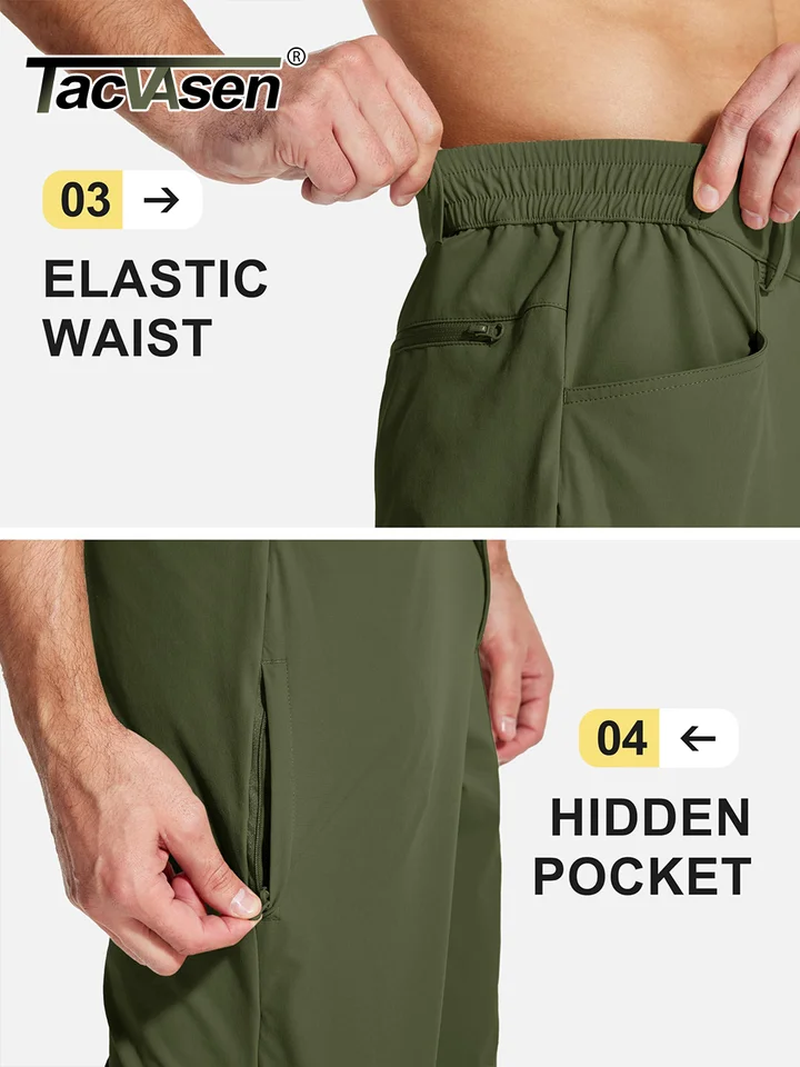TACVASEN Hiking Straight Pants 5 Pockets Mens Lightweight Quick Dry Ripstop Trousers Waterproof Stretchy Pants Outdoor Fishing - Image 4