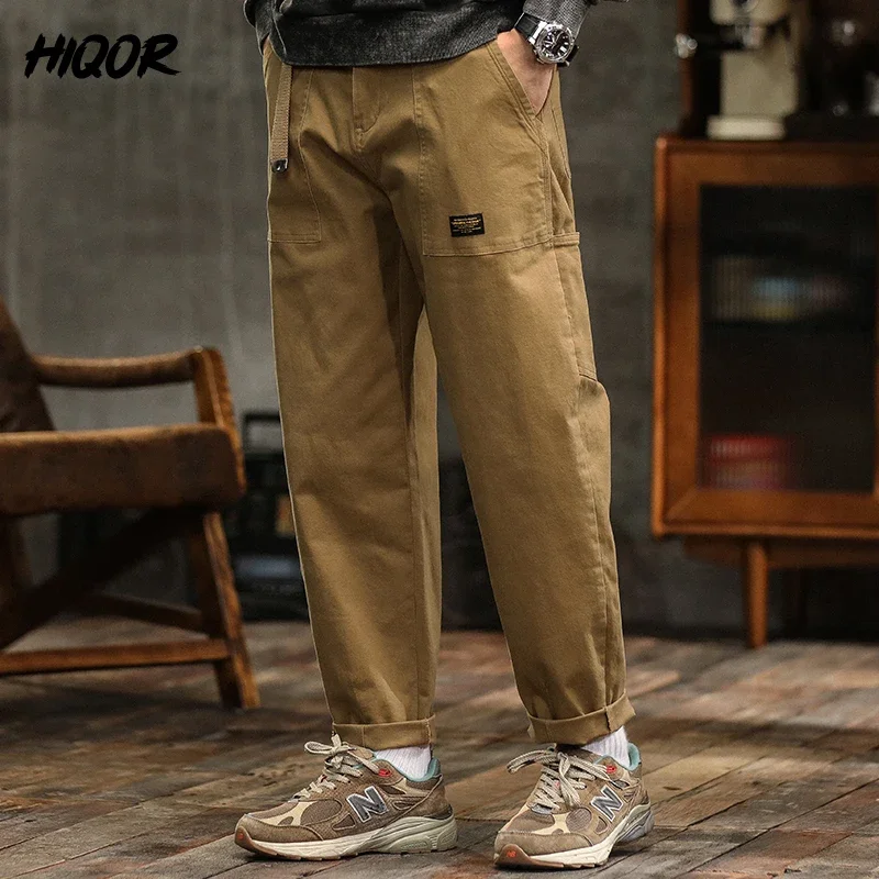 HIQOR Men's Loose Profile Pants American Vintage Trousers For Men High Waist Army Green Men's Casual Pants Cargo Trousers Male - Image 4