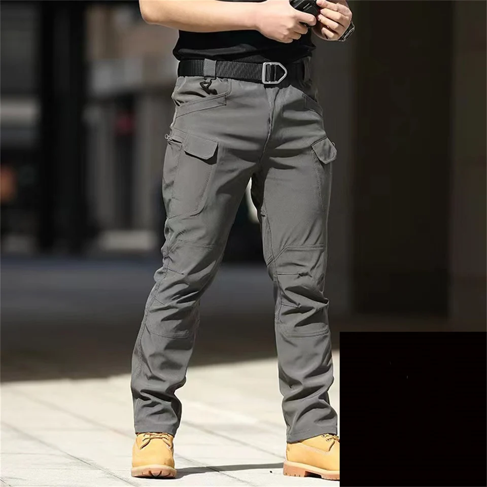 Black Cargo Plus Size Men's Elastic Tactical Pants Camping Hiking Fishing Trekking Climbing Outdoor Trousers Quick Dry Sports - Image 5