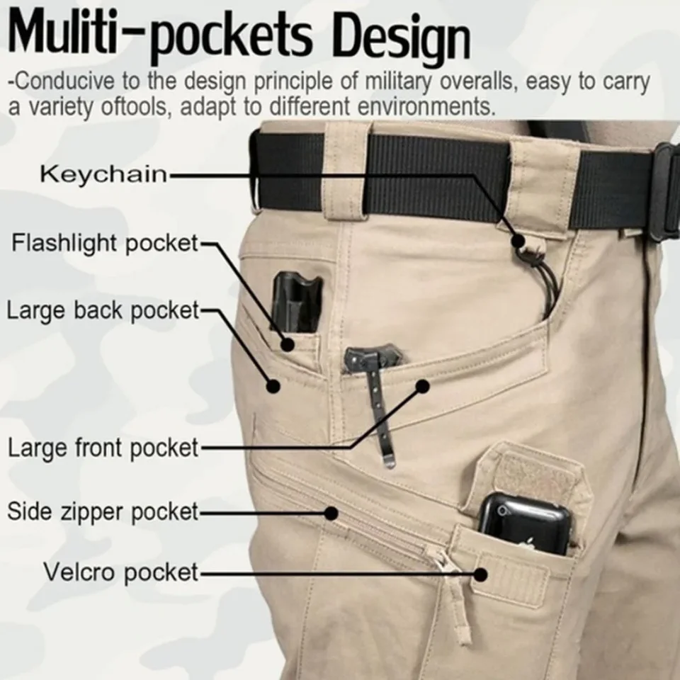 6XL Plus Size Men's Tactical Cargo Pants Outdoor Casual Sports Hiking Fishing Waterproof Multi-pocket Trousers - Image 3