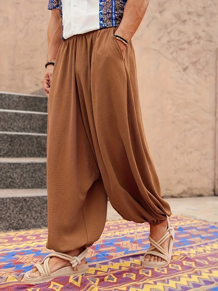 Men's Original Rayon Harem Pants, Summer Ruffle Loose Casual Trousers - Image 2