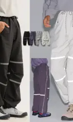 Night Reflective Strip Sports Casual Track Pants Men Women Lightweight Waterproof Quick Dry Loose Techwear Cargo Pant Trouser