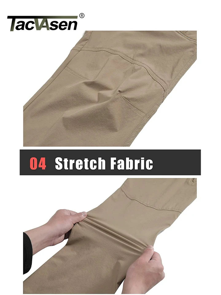 TACVASEN Summer Lightweight Trousers Mens Fishing Pants Outdoor Hiking Nylon Quick Dry Pockets Cargo Pants Casual Work Trousers - Image 3