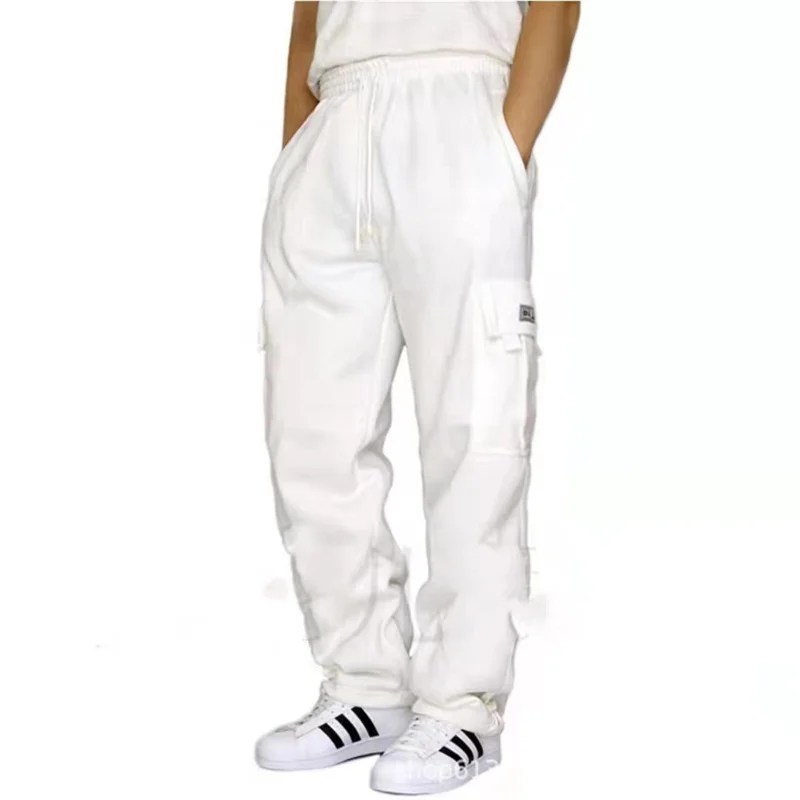 autumn winter Fashion Men's casual Sports pants Solid Color multi-pocket straight Leg Trousers loose large size men cargo pants - Image 3