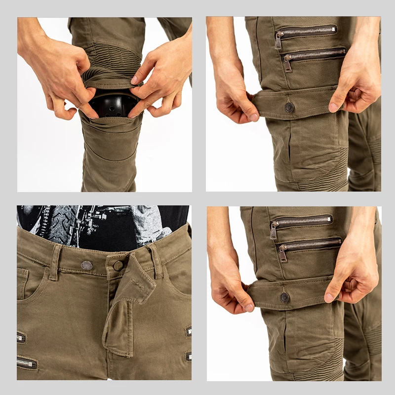 New Double Zipper Metal Style Motocross Moto Trousers Men For Woman Outdoor Riding Jeans Protective Gear Motorcycle Pants - Image 5