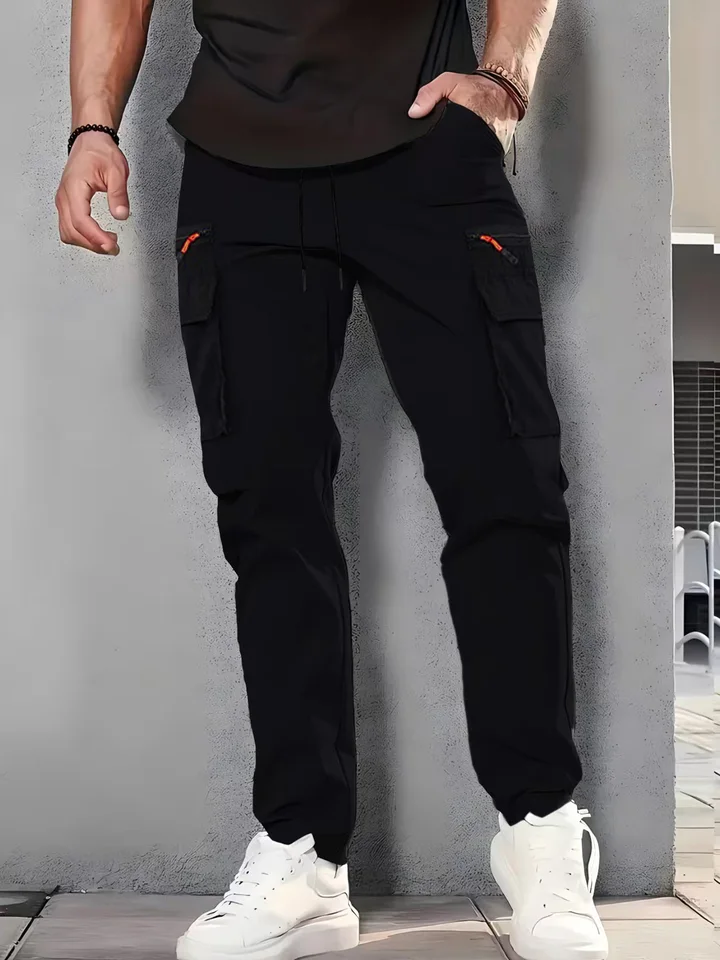 3-Pack Men's New Multi-Pocket Cargo Pants, Zipper Design Straight Leg Trousers, Stylish Fit and Comfortable Fabric - Image 4
