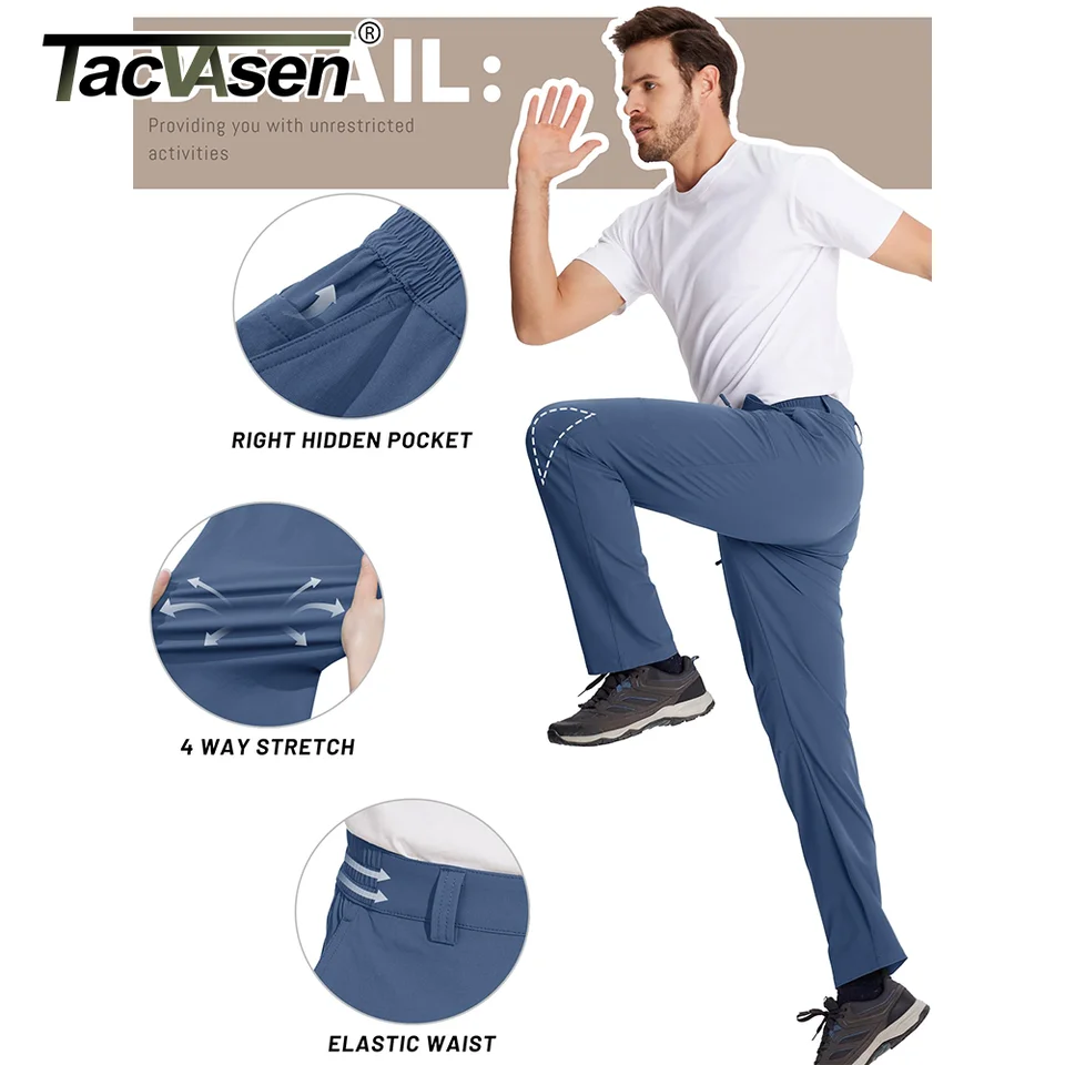 TACVASEN Waterproof Lightweight Hiking Pants Mens Ripstop Quick Dry Cargo Work Pant Outdoor Trekking Hard-wearing Trousers Male - Image 3