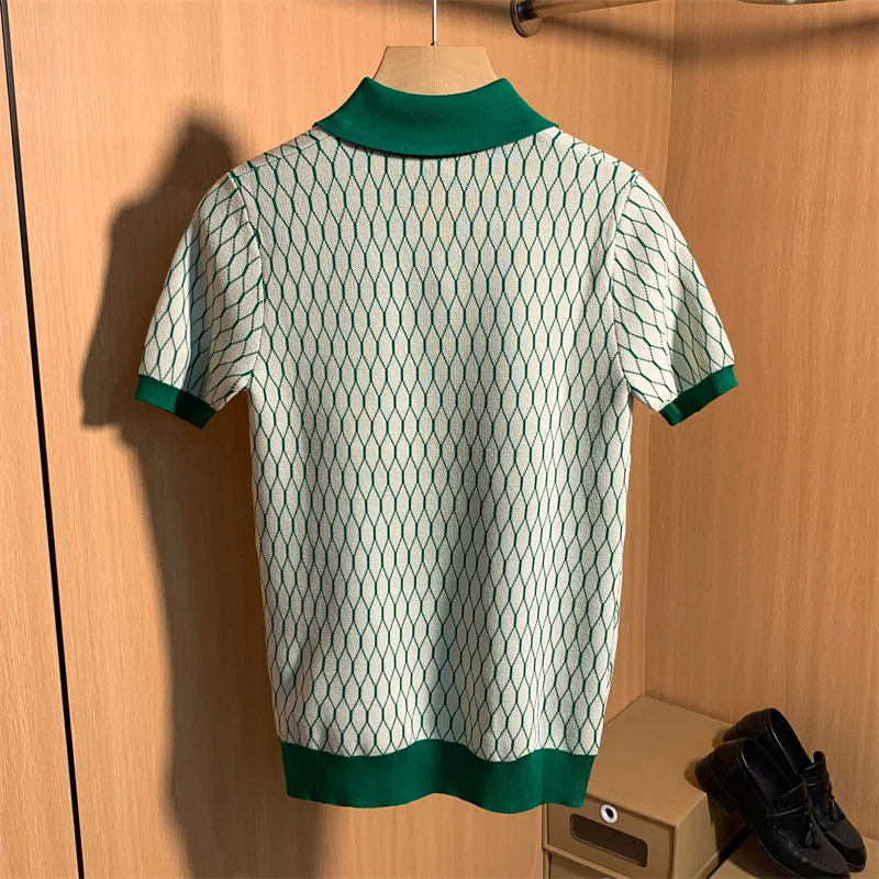 Men's Tight Short Sleeve Knit Polo Shirts Athletic Casual Short Sleeve Top Fitness Quick Dry Loose Men's Fitness Clothing Q71 - Image 4