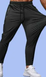 Men's Casual Pants High Elastic Fiber Drawstring Zipper Pocket Quick Dry Sports Pants Baggy Joggers Football Hiking Man Fishing