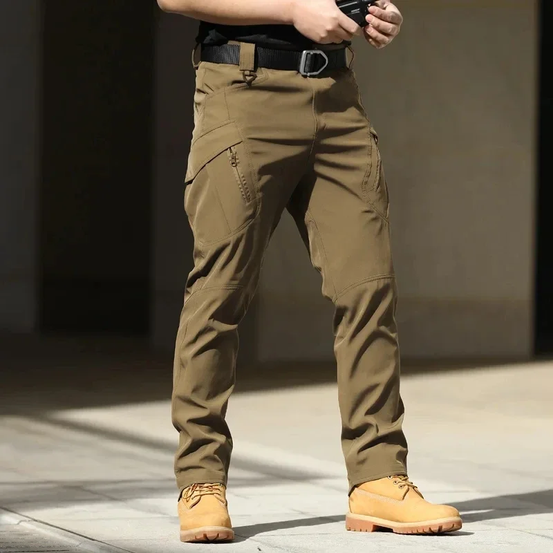 Men'S Tactical Cargo Pants - Softshell, Stretchy Fabric, Multiple Pockets, Button Fly, No Belt, All-Season Outdoor Training Pant - Image 3