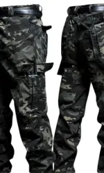 Wear-Resistant Cargo Pants Men Casual Work Stretch Trousers Breathable Multi-Pocket Outdoor Waterproof Training Hiking Pant Male