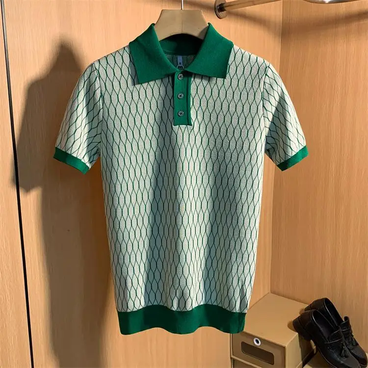 Men's Tight Short Sleeve Knit Polo Shirts Athletic Casual Short Sleeve Top Fitness Quick Dry Loose Men's Fitness Clothing Q71 - Image 6
