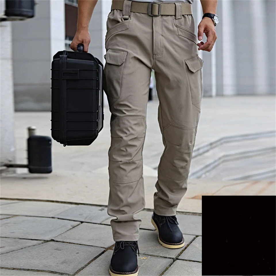 Black Cargo Plus Size Men's Elastic Tactical Pants Camping Hiking Fishing Trekking Climbing Outdoor Trousers Quick Dry Sports - Image 3